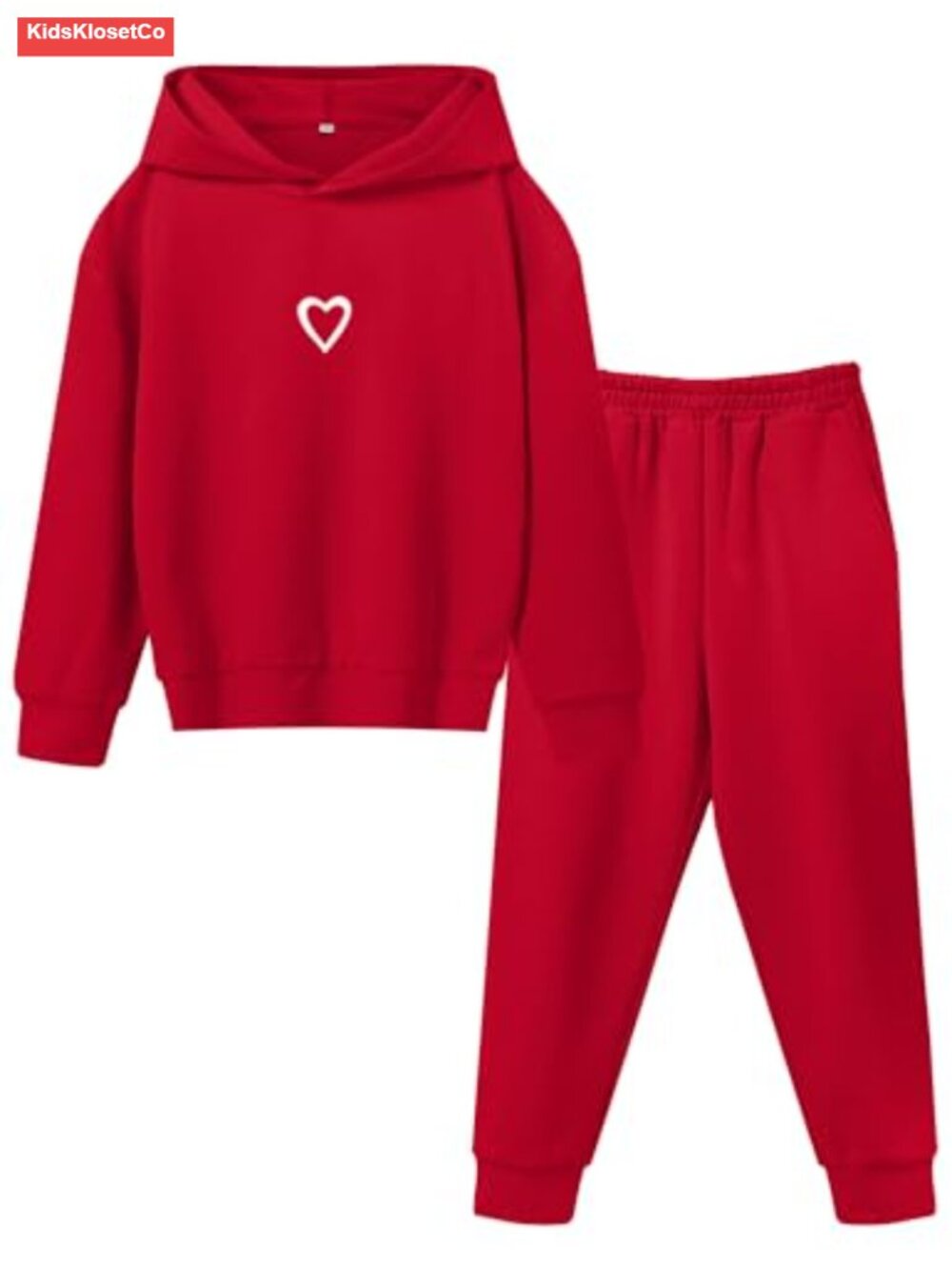 Girls 2 Piece Sweatsuit Heart Hoodie & Joggers Set Long Sleeve Casual Outfit
